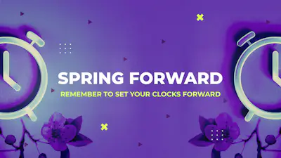 Spring Forward Purple Clock Shapes | Church Motion Graphics